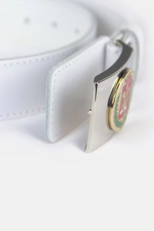 Cinturone cuoio bianco h4 con inserto