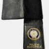 Portatesserino e portafoglio in cuoio colore nero con placca Polizia Municipale