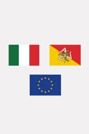 Kit bandiere istituzionali Europa - Italia - Sicilia 100x150 cm